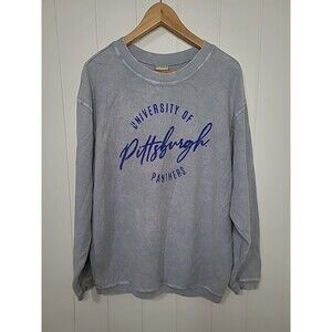 Chicka-d University of Pittsburgh Sweatshirt Top Womens Size Medium Gray Blue